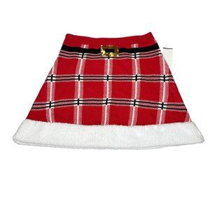 Christmas Skirt Womens Medium Mrs Claus Elf Red Plaid Mini Sweater Knit Holiday